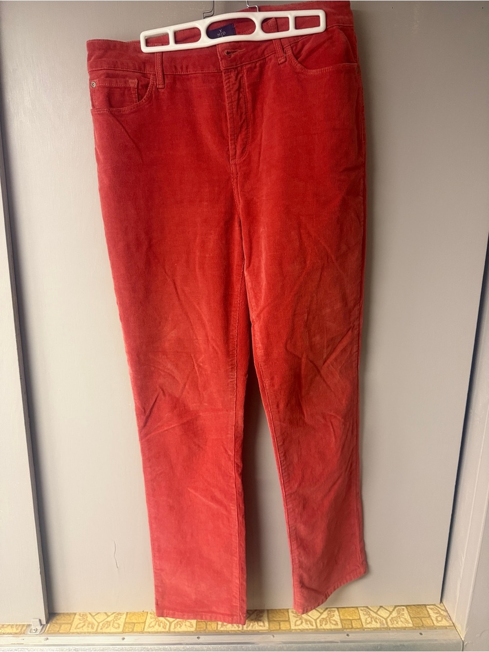 NYDJ Straight Leg Corduroy Jeans in Deep Red